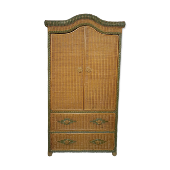 Armoire penderie en rotin vintage