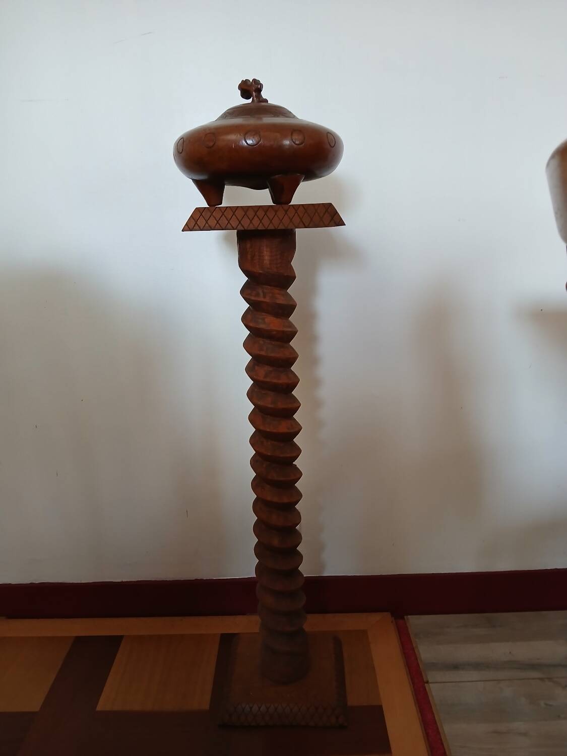 Vintage Column Stand - Carved Solid Wood - Art Deco Style