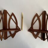 Pair of wall corner shelves, art deco