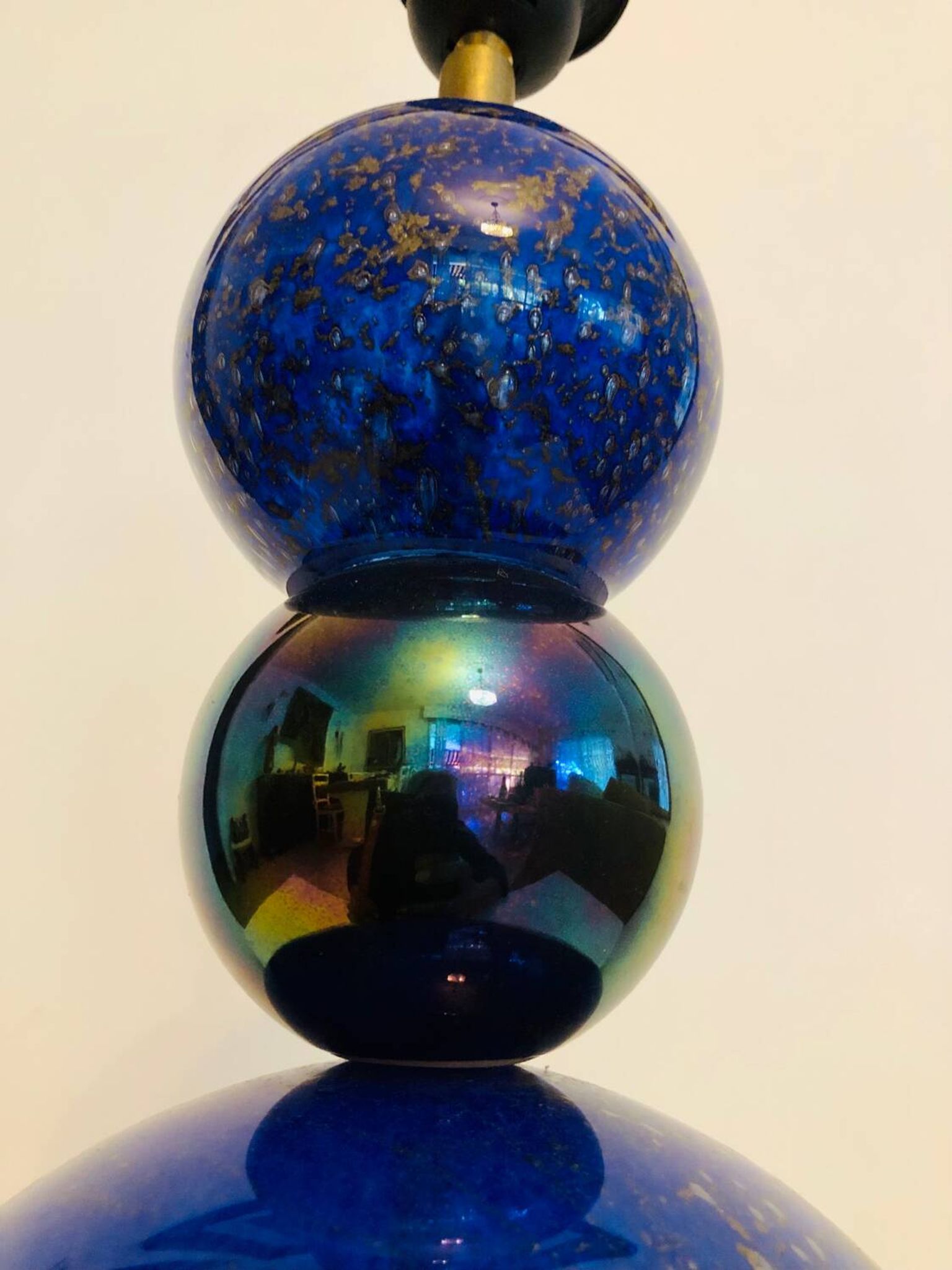 Vintage blue and gold blown glass lamp from the 80s/90s