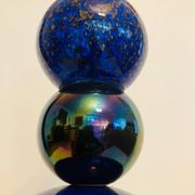 Vintage blue and gold blown glass lamp from the 80s/90s