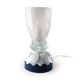 Glass lamp with floral relief in blue lotus design.