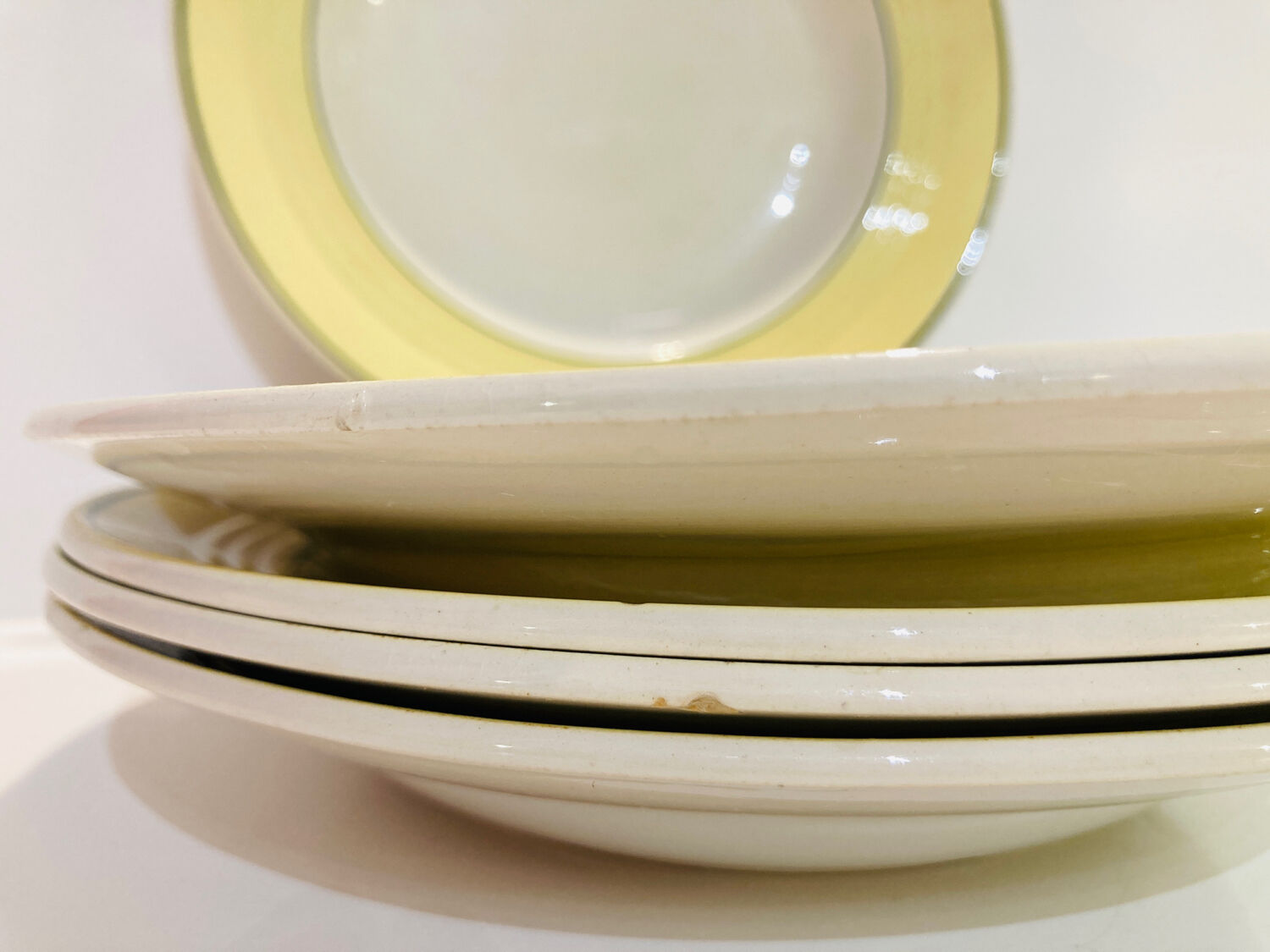 5 hollow plates ceranord faïence-provence yellow and green