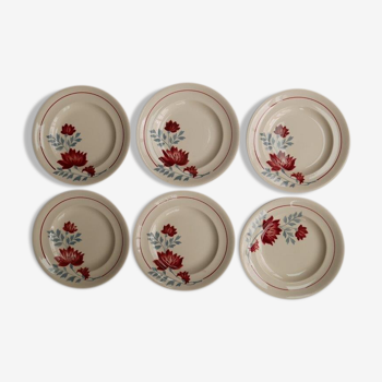 Lot de 6 assiettes longwy, modèle véronique