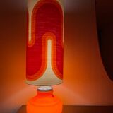 Orange opaline serpentine table lamp and vintage fabric