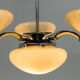 Art deco nickel and glass chandelier, 1930s