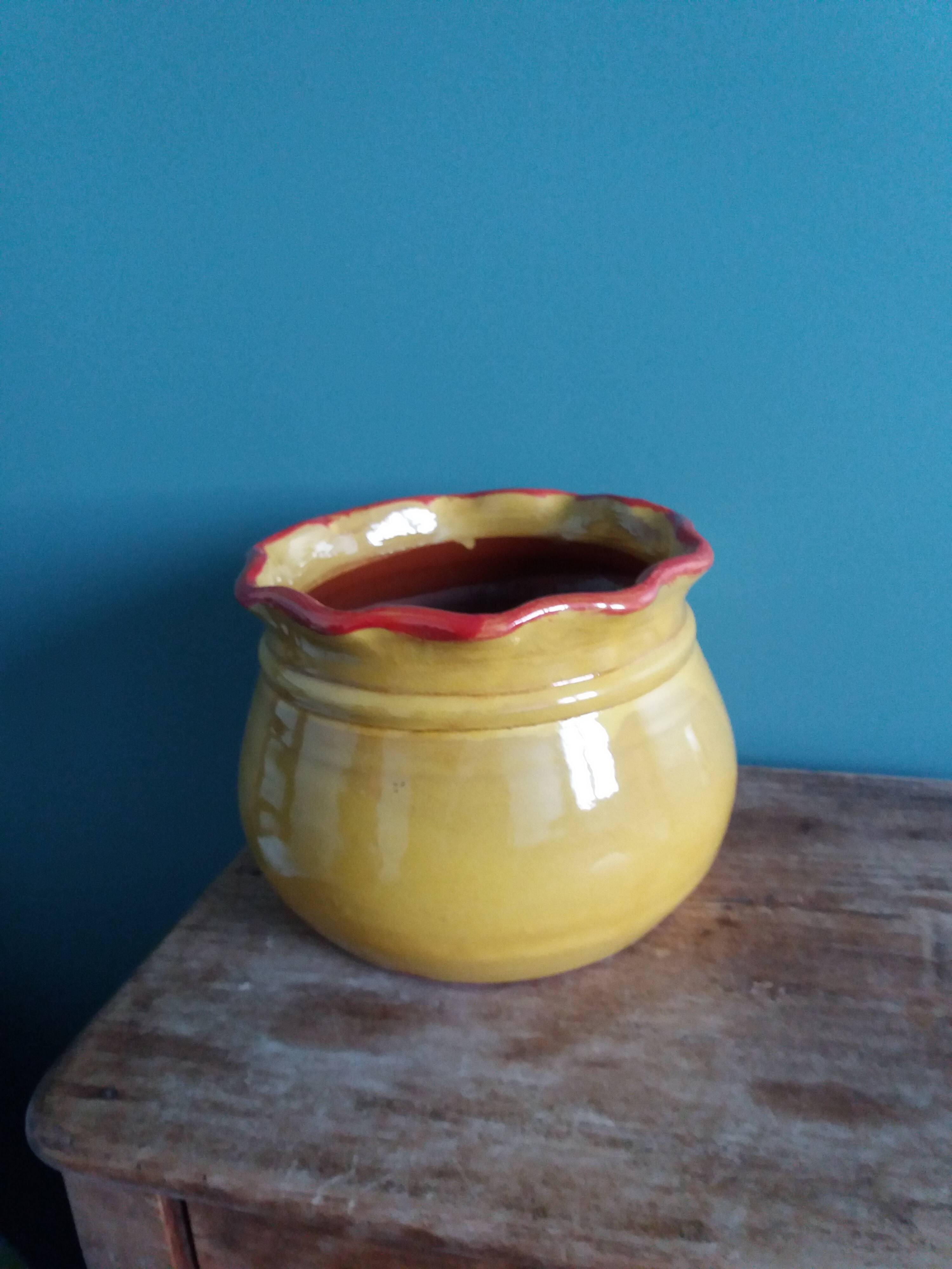 Planter, glazed terracotta flower pot, Provençal pottery