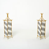 Pair of brass lantern lamps and fabrics from Maison Baguès 1960