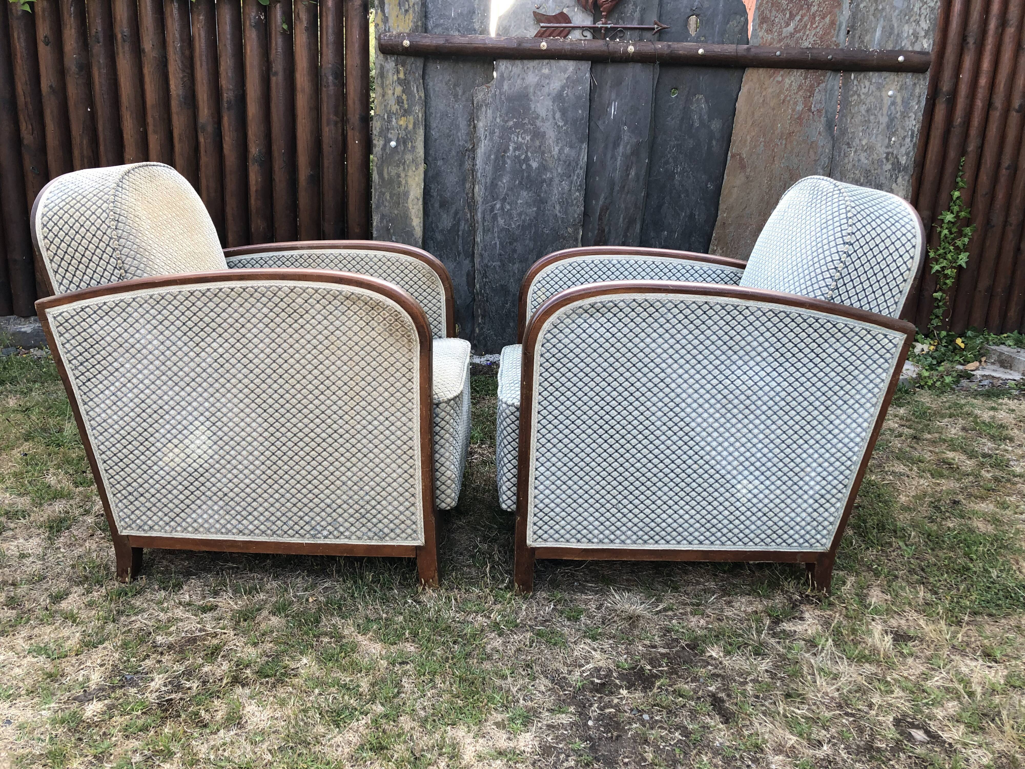 Duo de fauteuils club vintage