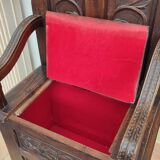 Neo-Gothic style cathedra armchair in carved oak