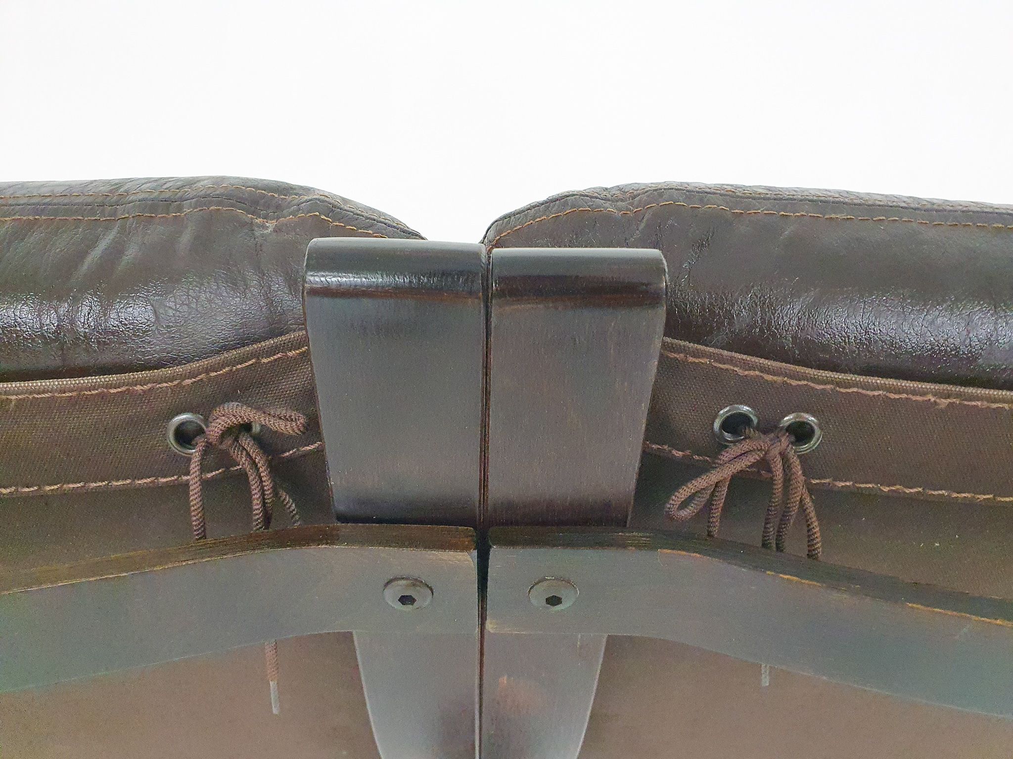 Brown leather two-seater sofa, Norway 1970's