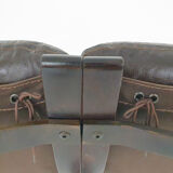 Brown leather two-seater sofa, Norway 1970's