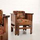 Pair of Amsterdam School walnut armchairs, Netherlands, c. 1930