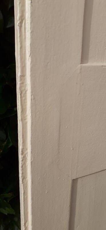 Narrow old paneled molded cupboard door h220x42cm