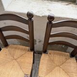 Straw chairs oak 1940s Dudouyt