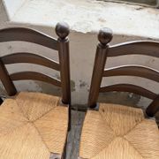 Straw chairs oak 1940s Dudouyt