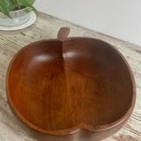 Fruit bowl, apple-shaped salad bowl in teak