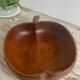 Fruit bowl, apple-shaped salad bowl in teak