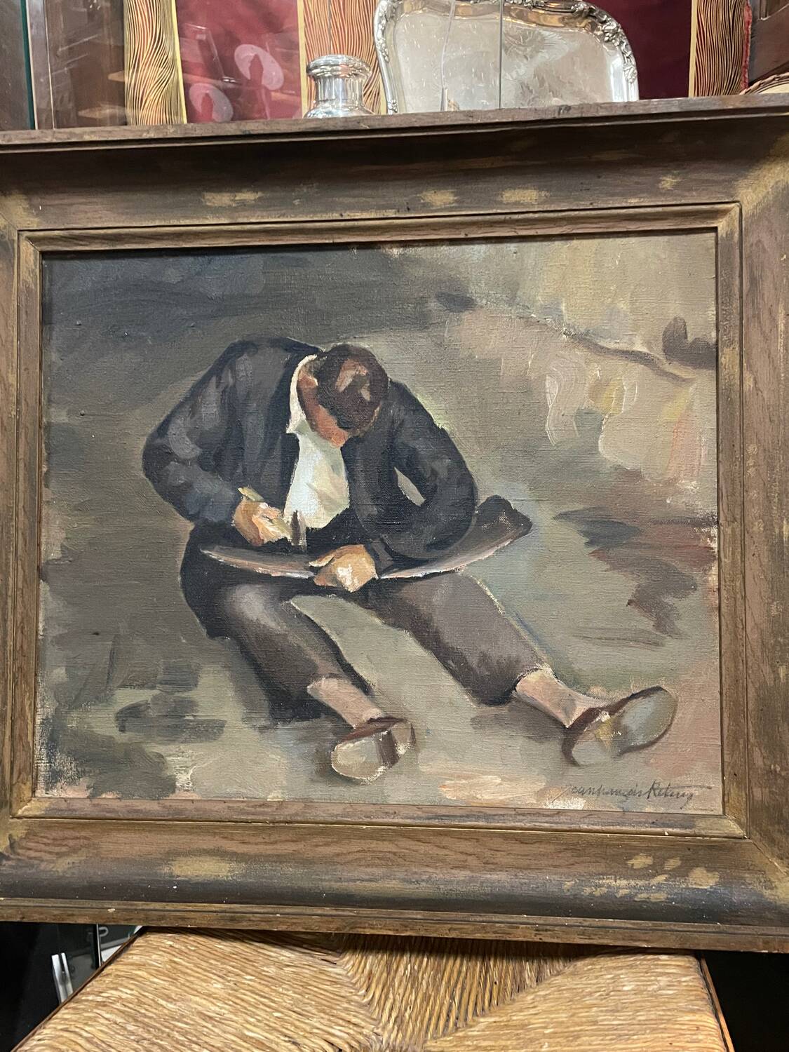 Canvas painting signed Le retourneur