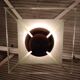 Modernist art deco chandelier/pendant lamp in glass and metal