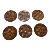 6 Assiettes à Huîtres / Coquillages avec Citron Marrons St Clément N° 4589