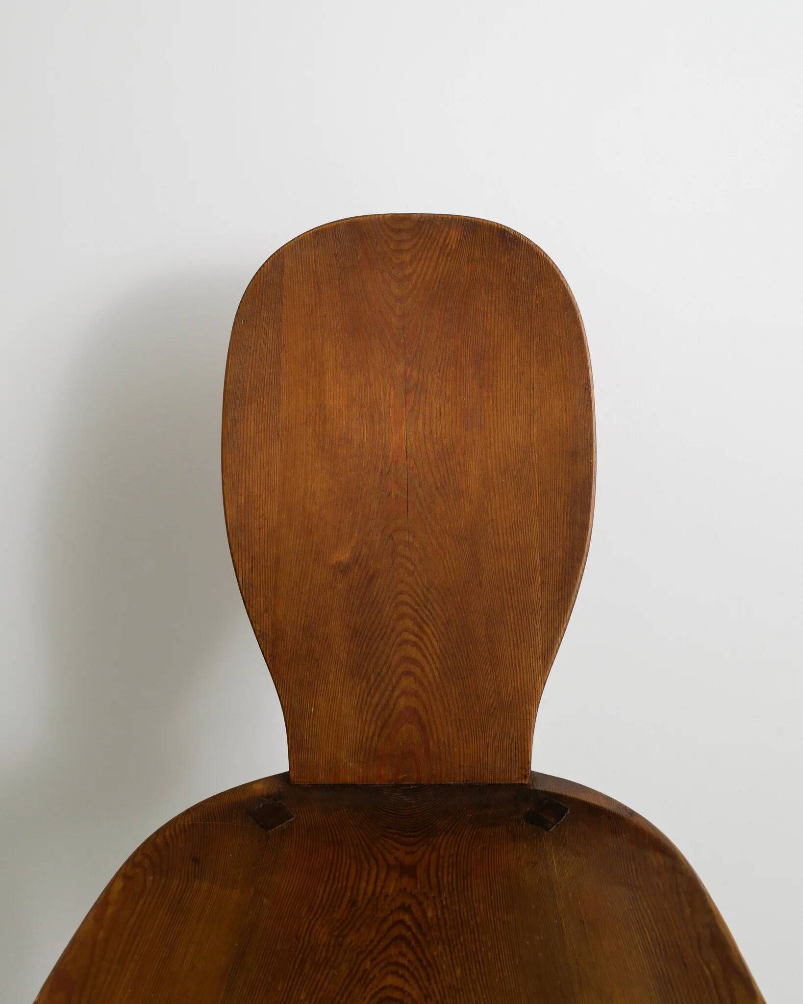Vintage Swedish Modern Wooden "Skedblad" Pine Chair by Carl Malmsten, 1930s