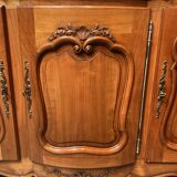 Louis XV style sideboard, 3 doors with lock, glass top.