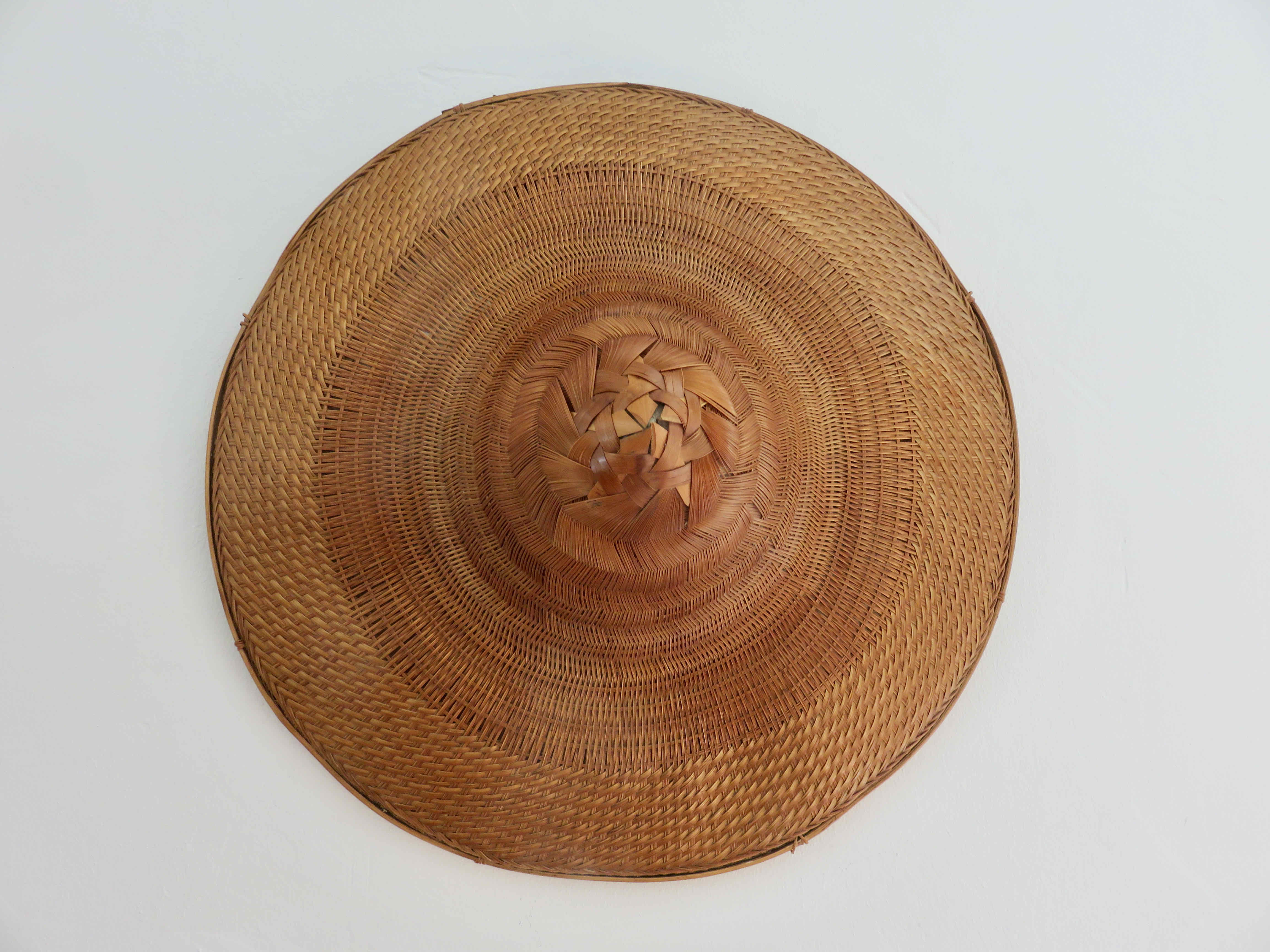 Asian braided wicker hat 70s