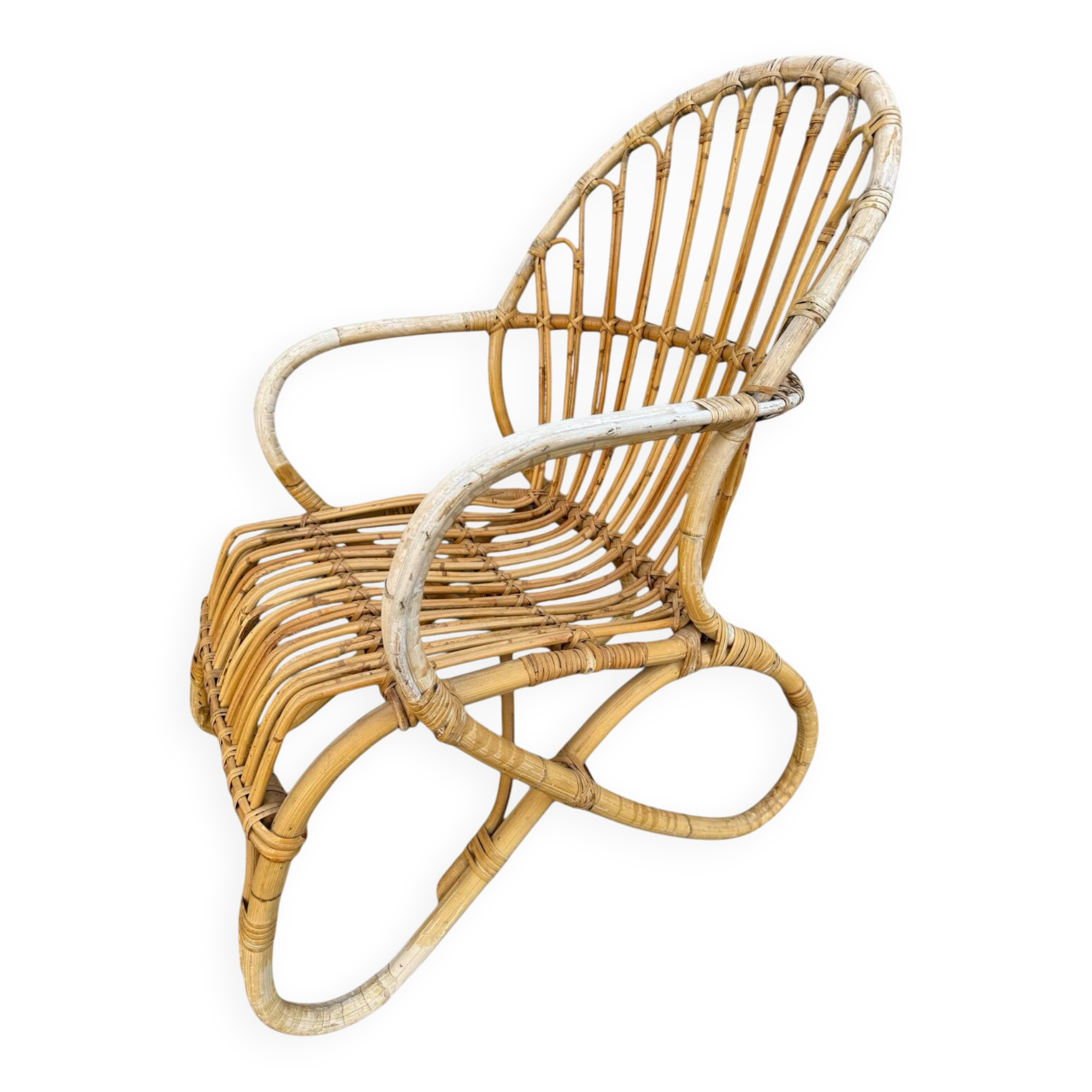 Fauteuil en rotin des années 50 Pays-Bas