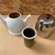Old teapot salam thé guy degrenne white ceramic + stainless steel vintage