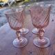 set of vintage pink glasses