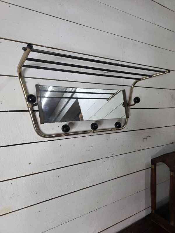 Porte manteau vintage a miroir pivotant des années 60