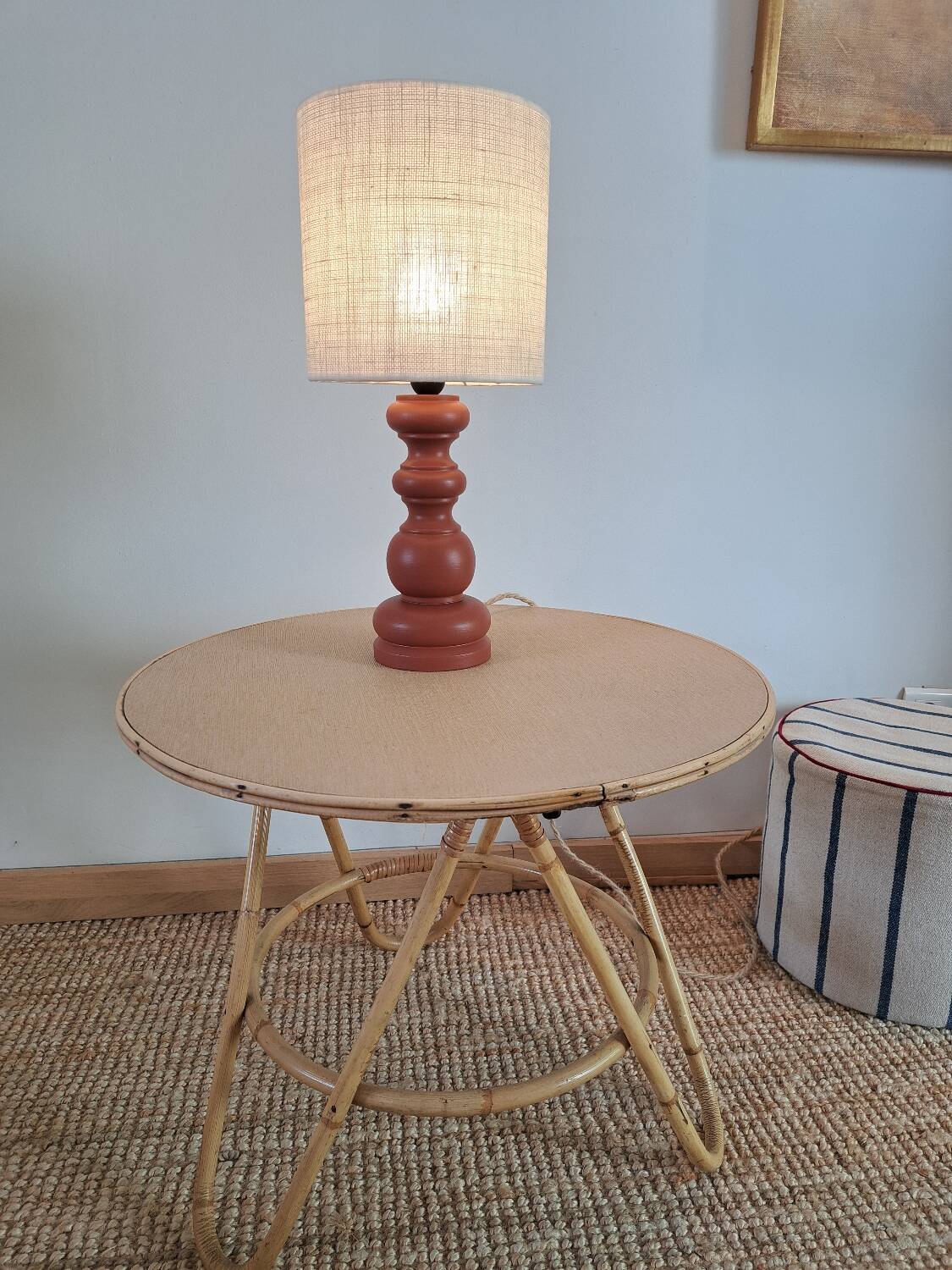 Vintage terracotta wooden lamp