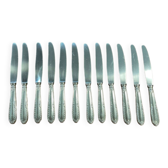 Set of 12 knives in silver metal and stainless steel from the Ravinet d'Enfer Paris brand