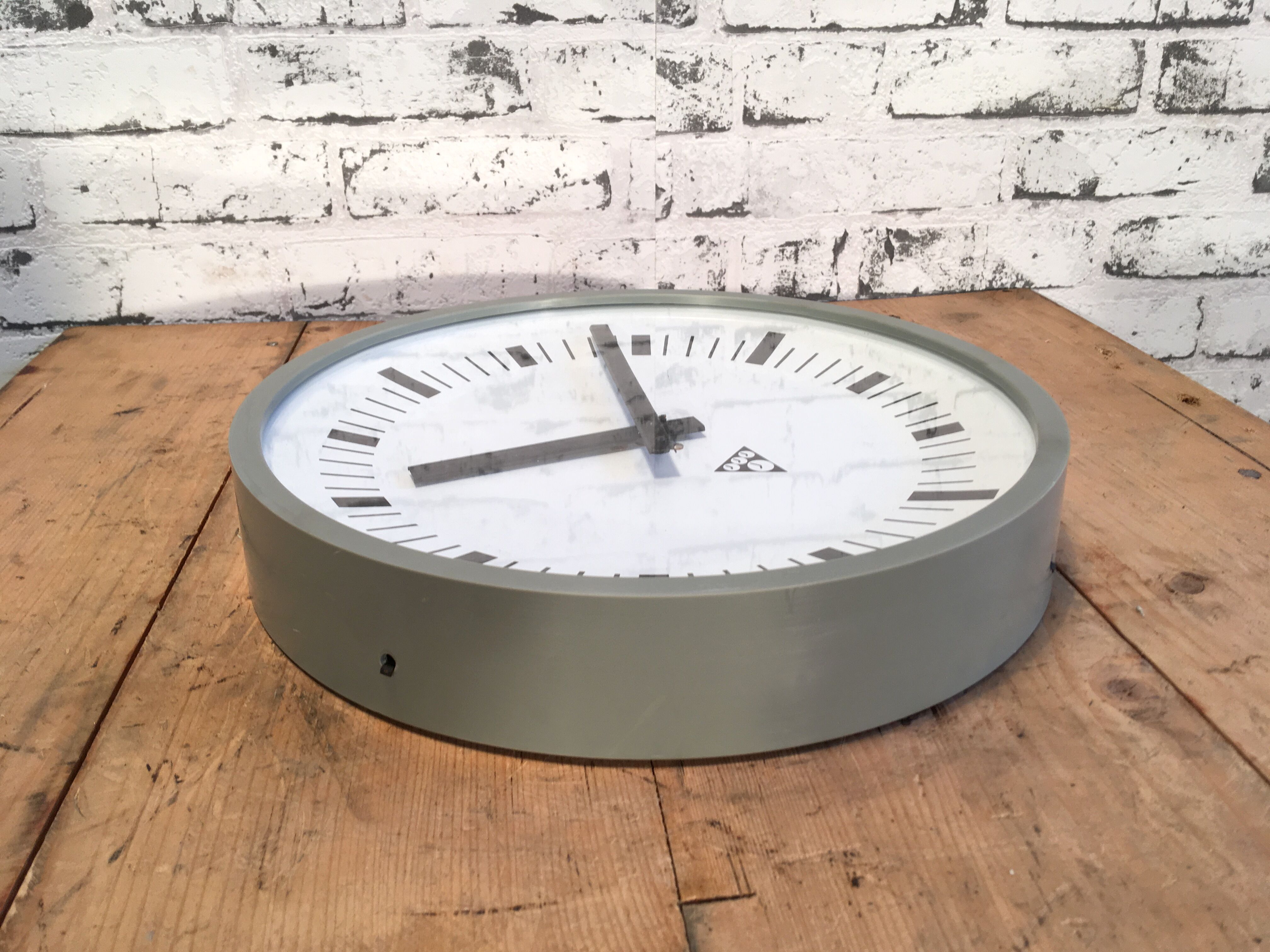 Dark Grey Industrial Bakelite Wall Clock From Pragotron, 1970s