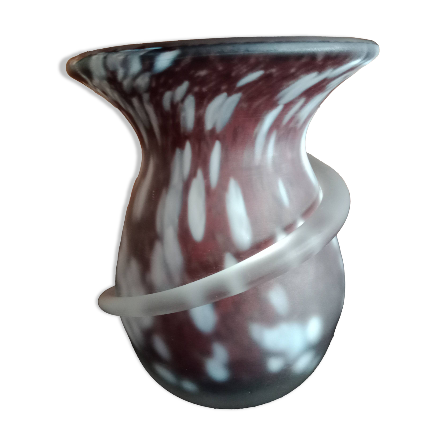 LAMARTINE - White speckled glass, colorless scroll chocolate