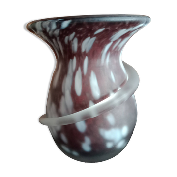 Lamartine vase in speckled white glass, chocolate with colourless wrapping
