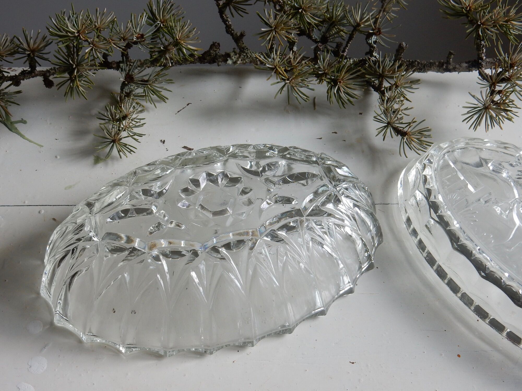 Glass butter with cow motif made in France
