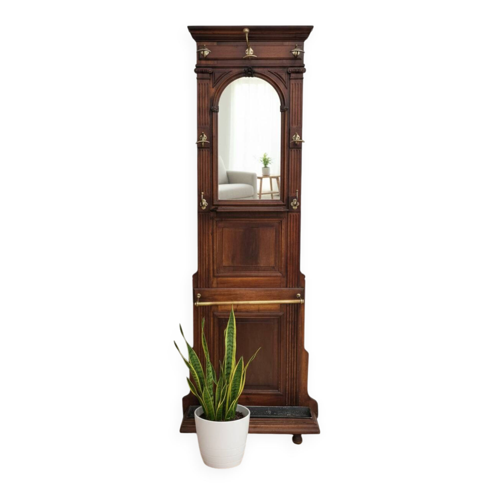 Monumental Art Nouveau wardrobe • walnut & brass