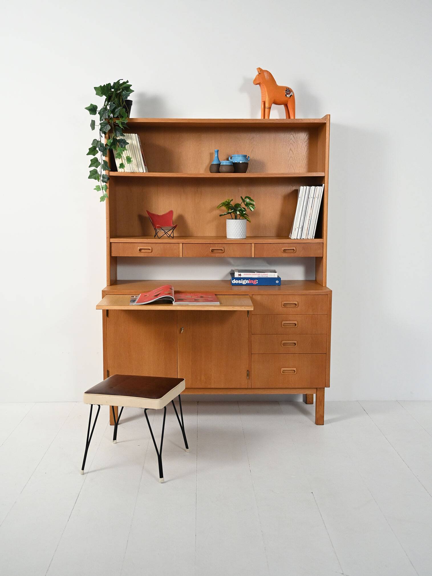 Oak sideboard-bookcase, 1960s