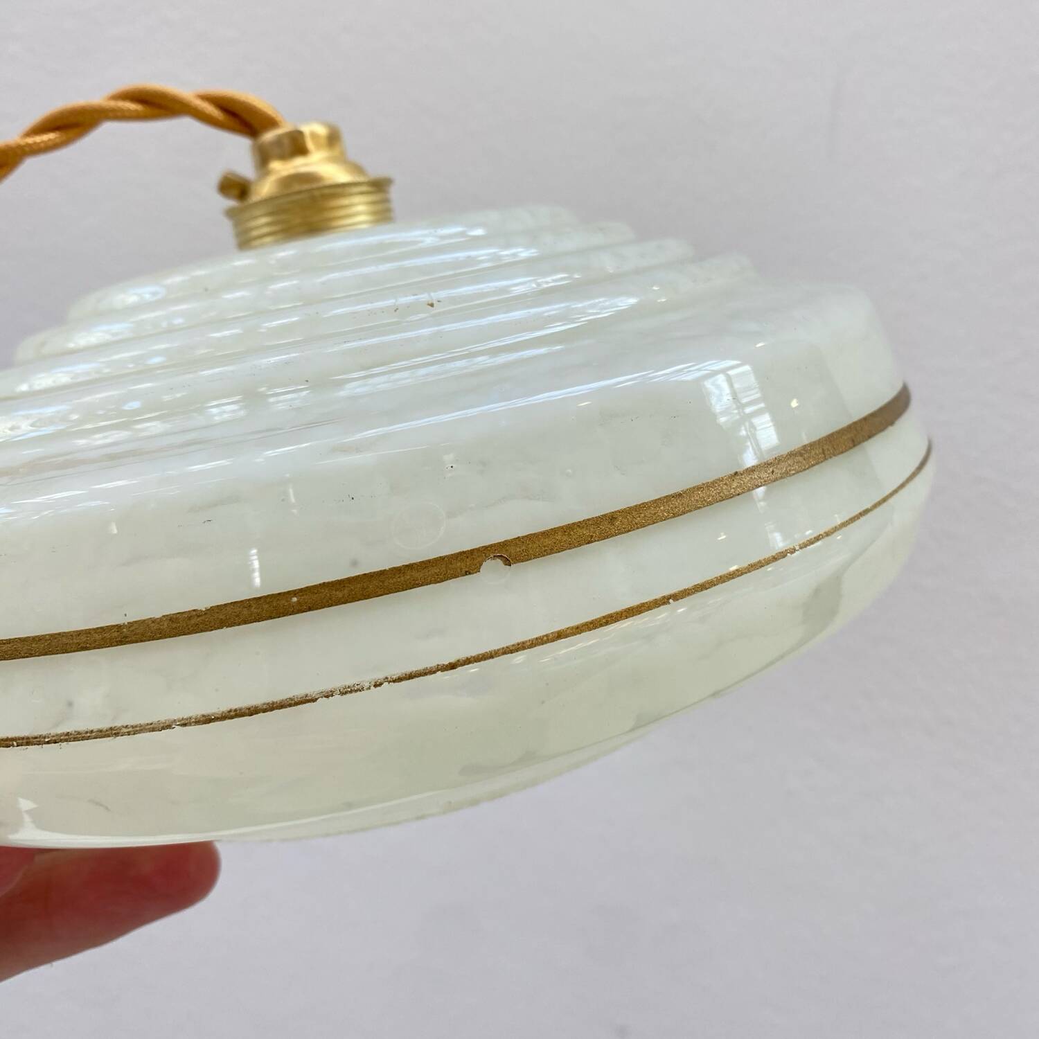 Pair of Art Deco Clichy glass pendant lights