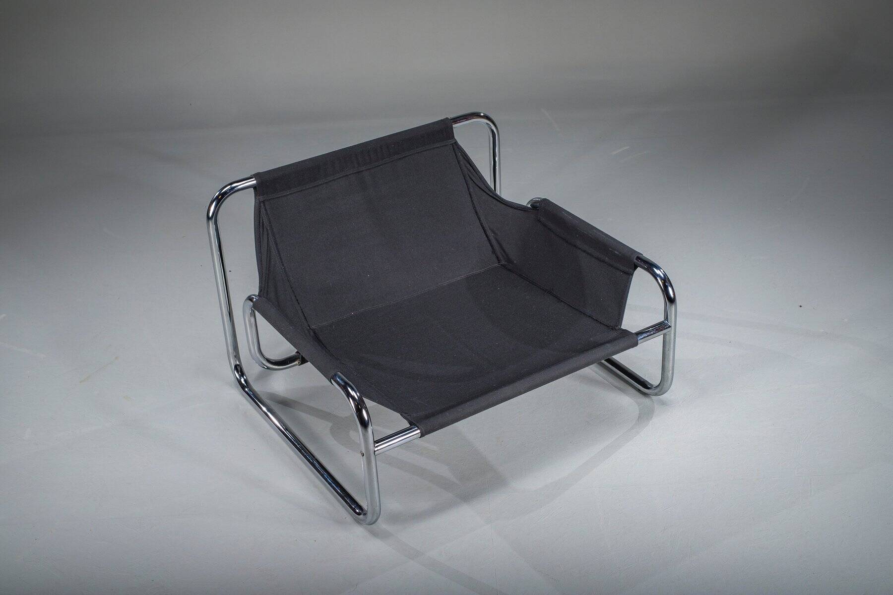 Bauhaus lounge chair in black leather attributed to Johan Bertil Häggström for Swed-Form / Ikea, Sweden, 1970s