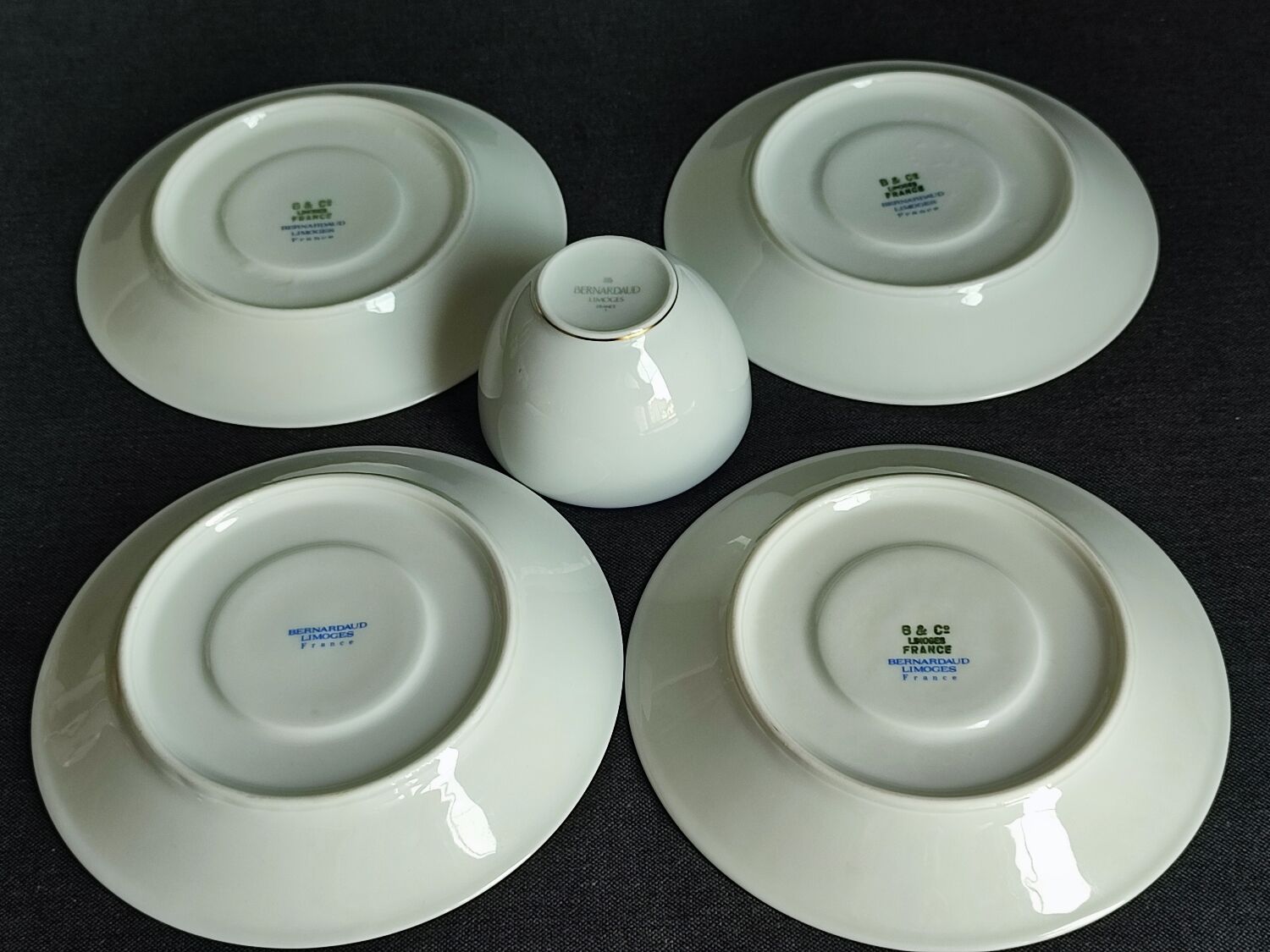Set of 5 vintage Bernardaud Limoges porcelain cups