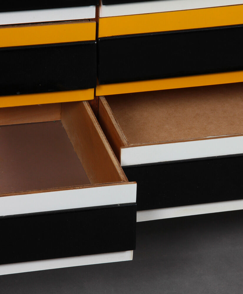 Yellow and black chest of drawers, model U-453, by Jiri Jiroutek, 1960