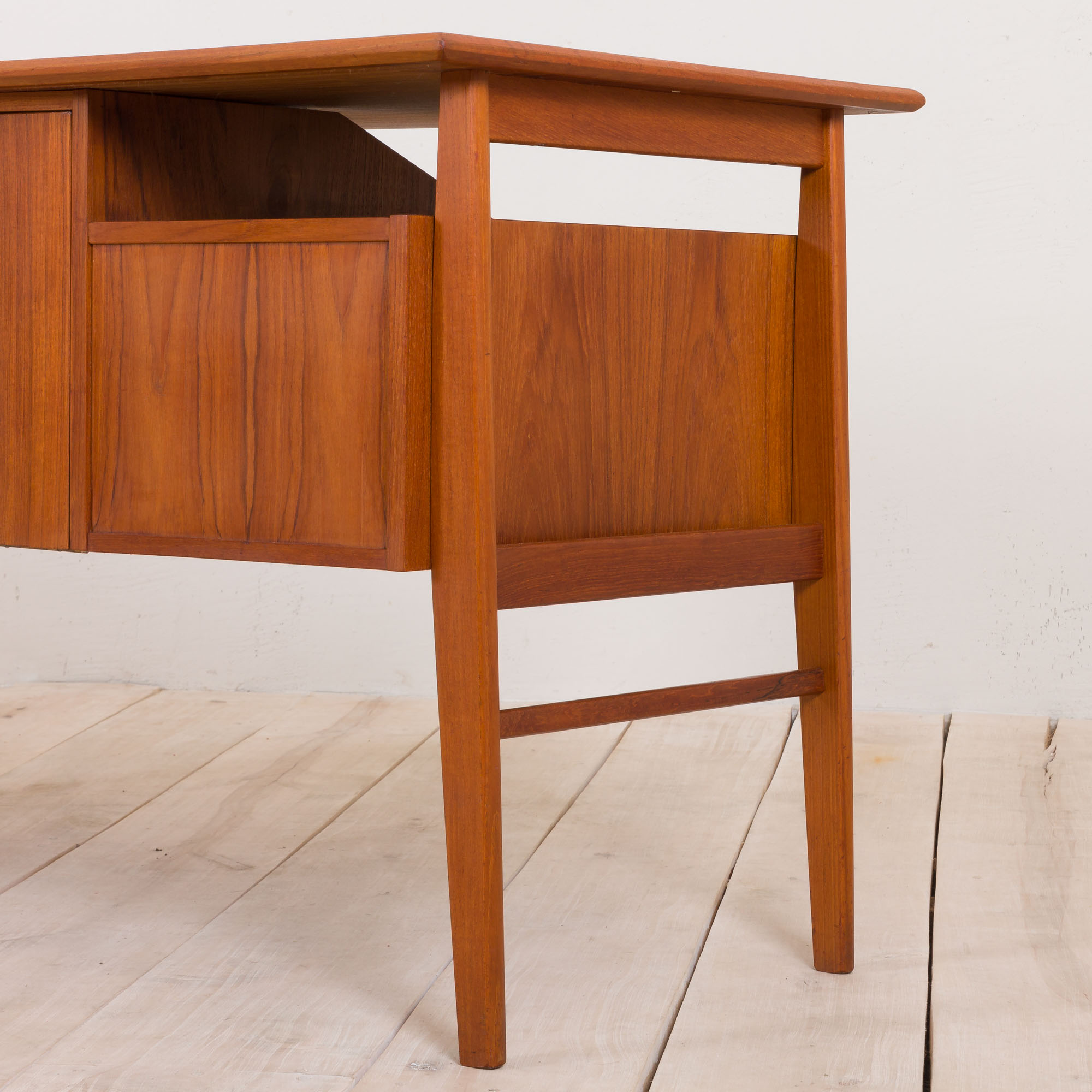 Gunnar Nielsen for Tibergaard teak desk with bar cabinet Denmark 1960s