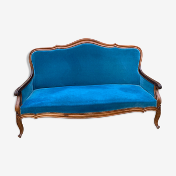 Banquette Louis XV bleue 1900