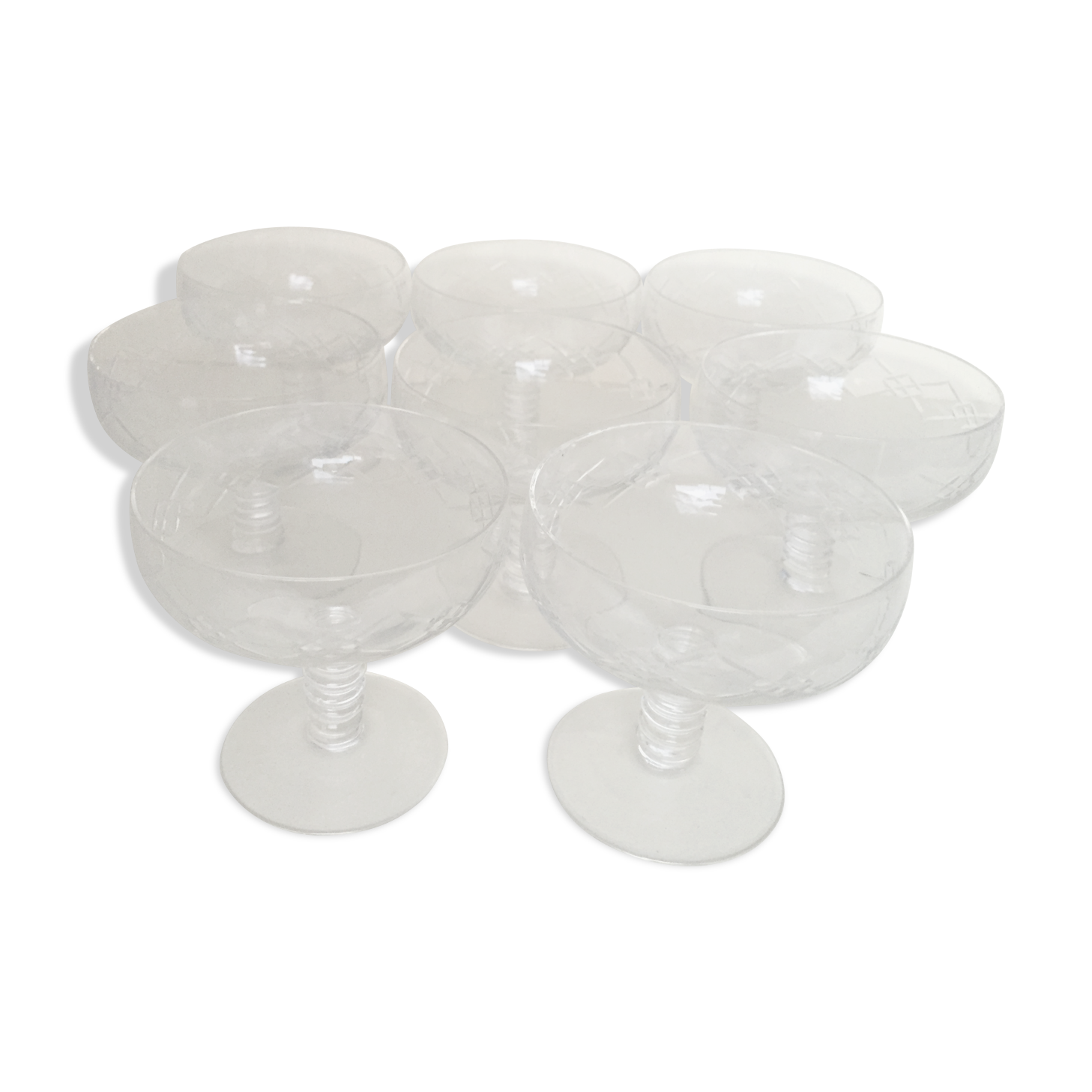 Set of eight champagne glasses