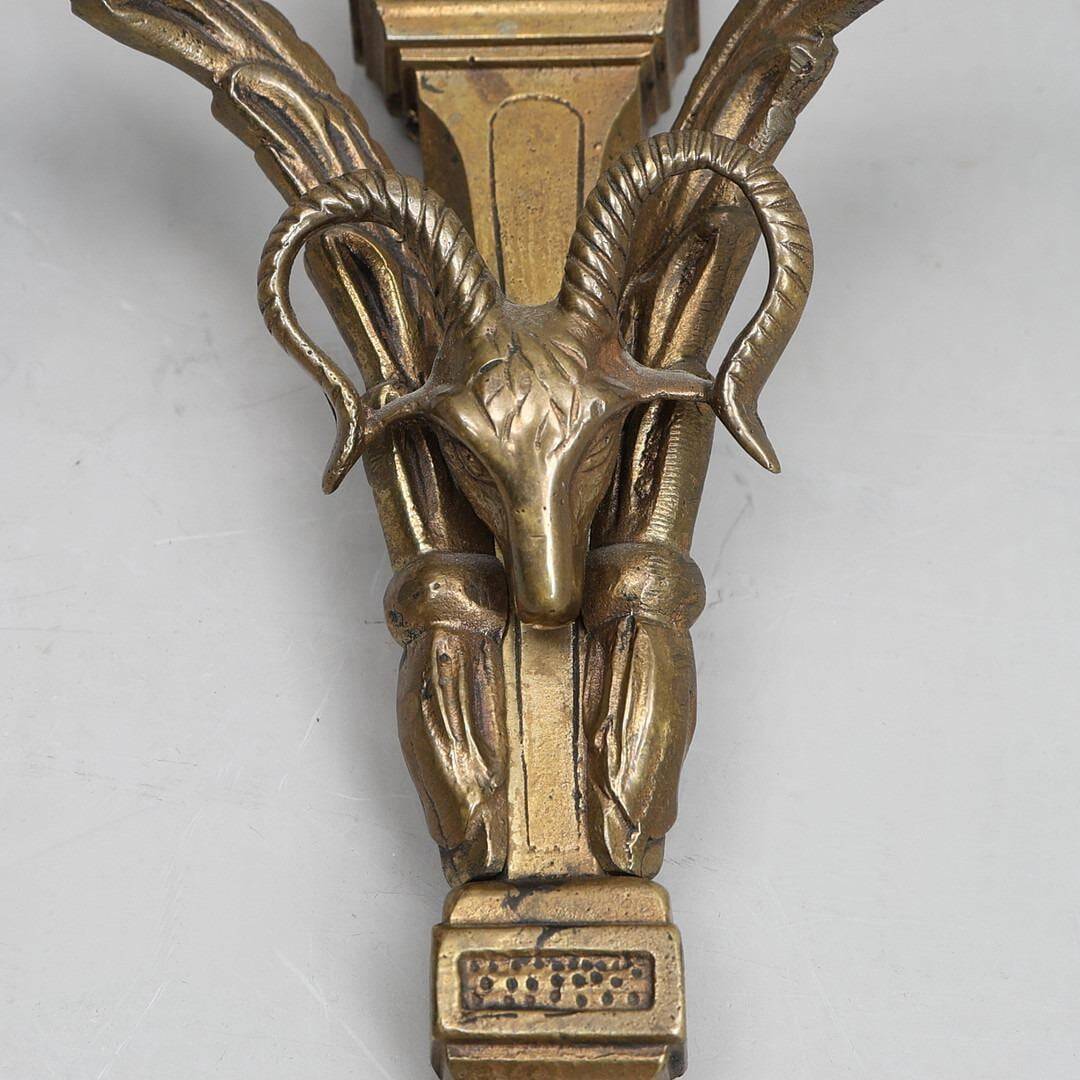 Pair Of Mid Century Gustavian Style Brass  Wall Sconces