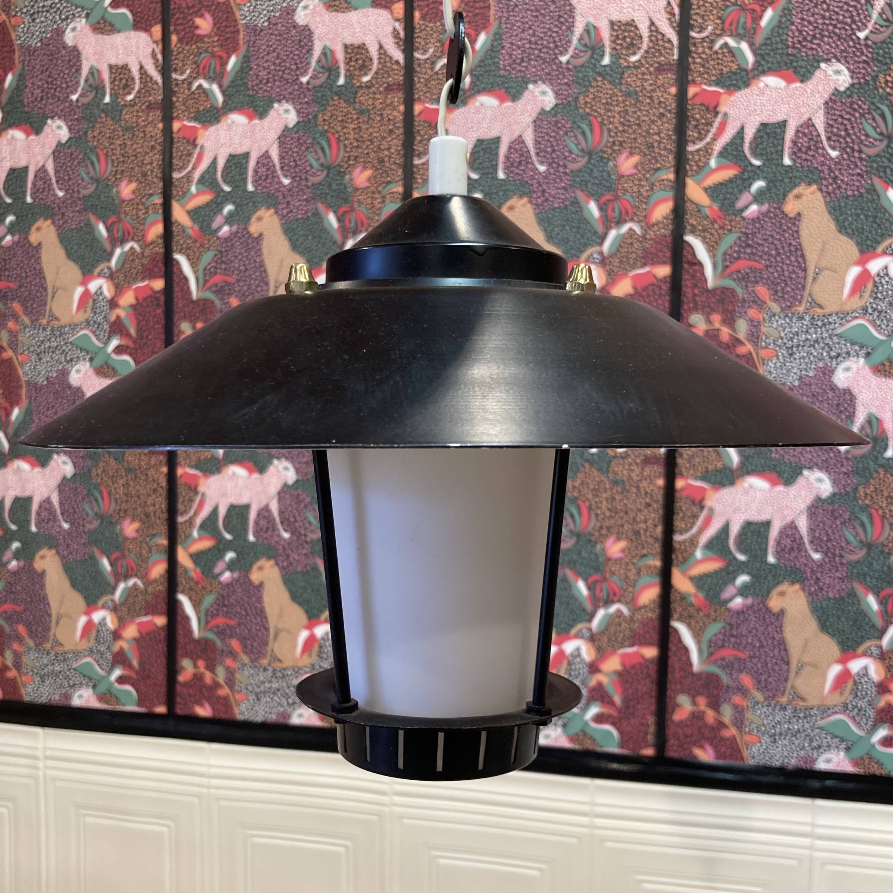 Suspension opaline and metal scandinavian design 1950.