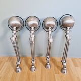 Set of 4 Jieldé industrial lamps in brushed steel, 3 arms